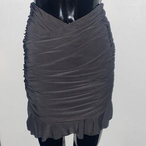 Dollz Kill Lux LA Black Slinky Ruffle Hem Skirt in Stretchy Small